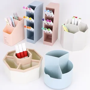 Grote Bureau Stationaire Organizer Pennenbak Doos Potlood Pot Plastic Ronde Draaiende Roterende Pennenhouder Voor Kantoor