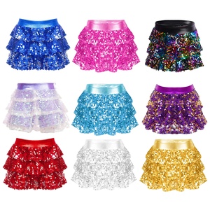 Shorts con Lentejuelas y Volantes para Niñas de 4 a 16 Años, Ropa de Baile, Traje de Actuación, Falda de Baile - Product Image 1