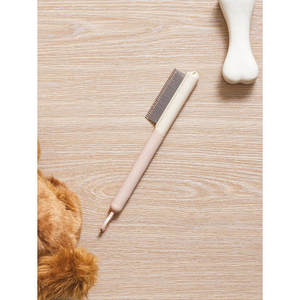 Customizable Double-Comb Stainless Steel Slicker <b>Brush</b> Pet Hair Removal and Haircut Scissors for <b>Puppy</b> Care - Product Image 1