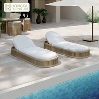 Chaise lune en teck et corde, portable, légère, confortable et durable, pour extérieur, chaise de plage, chaise longue, mobilier de jardin, utilisation en parc et hôtel