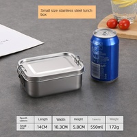 Boîte à lunch avec couvercle en acier, boîte à lunch carrée en acier inoxydable 304, étanche, avec joint d'étanchéité