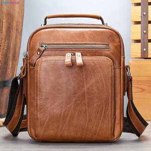 Bolsos de Mensajero de cuero de vaca <span class=keywords><strong>Real</strong></span> para hombre Retro marrón para hombre, bolso de hombro a la moda para hombre, bolso de mensajero - Product Image 5