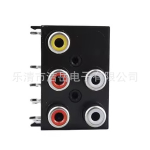 Connecteur RCA Phono 5 broches à montage sur panneau, prise audio-vidéo, modèle OF, base noire - Product Image 3