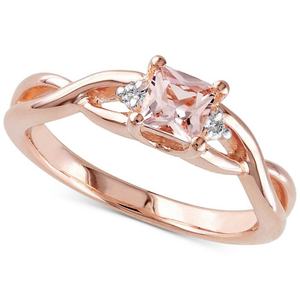 Bague de fiançailles, de promesse ou d'anniversaire en argent sterling plaqué or rose 14 carats avec pierre précieuse naturelle de morganite, personnalisable avec logo, portable - Product Image 3