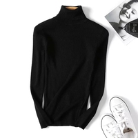 Pull chic français à col montant pour femme, en mélange de laine mérinos douce, tricot côtelé, coupe ajustée élégante, sous-vêtement thermique automne-hiver