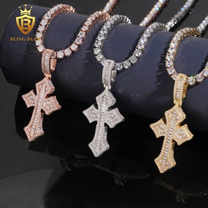 Pendentif <span class=keywords><strong>en</strong></span> argent sterling S925 tendance, motif <span class=keywords><strong>épée</strong></span> et croix, serti de moissanite VVS, style hip-hop, prix de gros, prêt à expédier, faible MOQ - Product Image 5