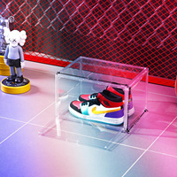 Grande boîte à chaussures transparente pliable en acrylique avec ouverture latérale magnétique pour le rangement des baskets-Présentoirs AJ