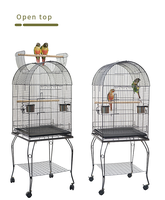 Cage à oiseaux classique grande taille avec plateau en plastique pour perruches et canaris, support roulant en fer thermolaqué, emballée en boîte, vente en gros