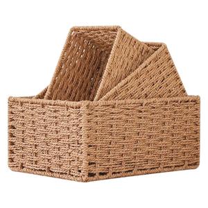 Wholesale Handle Drawer Type <strong>Storage</strong> Basket Desktop <strong>Remote</strong> <strong>Control</strong> <strong>Storage</strong> Box Rattan Cosmetics Organizer Woven <strong>Storage</strong> Baskets - Product Image 3