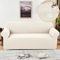 Housse de canapé en polyester/spandex résistante à l'eau, imprimée unie, sensation de luxe léger, haut de gamme, élastique, entièrement couvrante, anti-poussière, sur mesure