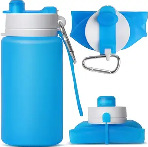 Đóng mở có thể gập lại chai nước cho du lịch với clip cho ba lô xách tay Silicone đi bộ đường dài cắm trại uống chai nước