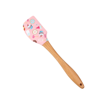 Spatule de cuisson en silicone résistant à la chaleur avec manche en bois naturel, multi-designs pour la préparation de gâteaux, pâtes et pâtisseries