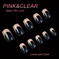 Vente en gros de 120 pièces de gel artificiel à couverture complète de style mignon presse à ongles courte française colorée carrée amande/stiletto en gel souple ABS