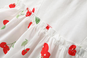 Robes pour filles à bas prix, robe de fête en mousseline de soie sans manches à volants avec un motif cerise - Product Image 5