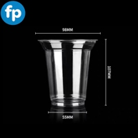 Gobelets en PET transparents de 98 mm pour vente en gros, 12 oz, 16 oz, 20 oz, avec couvercles plats et bombés pour jus, thé, café