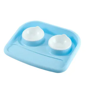 Duplo Portátil Anti Split Tigelas Do Cão Duplo Spill Off Pet Dog Cat Alimentação Placa Bowls Set