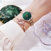 Montre à quartz VODOY 1009 pour femme, style coréen, boîtier en alliage, cadran en verre minéral, acier inoxydable, résistante à l'eau 3 ATM, bracelet en cuir