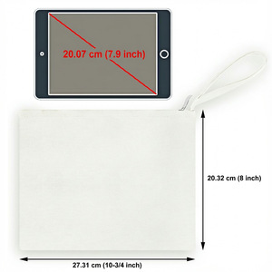 Double Layer Cotton <b>Canvas</b> Wrist <b>Bag</b> 7 Inch Zippered <b>Large</b> Capacity White Gray Black Solid Color Horizontal Square Everyday - Product Image 1