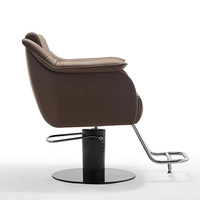Chaise jaune en cuir populaire avec grand siège et accoudoirs souples adaptée à la chaise de salon de coiffure de chambre