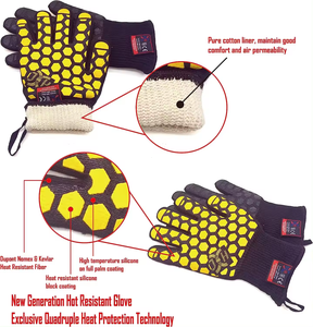 Gants de four en silicone super longs à double couche en polyester et coton résistant à la <span class=keywords><strong>chaleur</strong></span> gants de <span class=keywords><strong>barbecue</strong></span> - Product Image 4