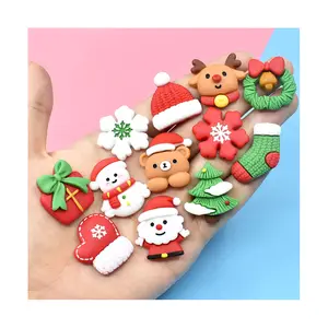 Christmas Resin Bear Snowman Gift Box Socks Resin Charms For Slime Filler Diy Craft Phone Case Hairclip Keychain Decoration