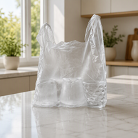 Sacs de courses en plastique HDPE jetables type T-shirt avec poignées pour l'emballage alimentaire et options de logo personnalisé