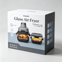 ANBOLIFE OEM Friteuse à air portable en verre 4-en-1 non toxique 1,5/4L sans PFAS avec contrôle numérique, appareils de cuisine conformes ROHS