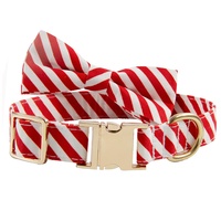 Stock Père Noël Collier de Chien Noeud Papillon Ensembles Boucle En Métal Accessoires Pour Animaux De Compagnie En Gros Thème Festif Plaid Collier De Chien