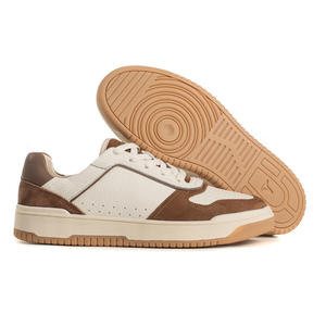 Chaussures de course Air <span class=keywords><strong>Dunk</strong></span> pour hommes, style européen, basses, en cuir véritable, baskets blanches et brunes, lacets, tendance mode, semelle intermédiaire en caoutchouc - Product Image 5