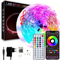 Bande lumineuse LED intelligente RGB 24V, synchronisation musicale, changement de couleur, 5 mètres, avec application et télécommande, IP20