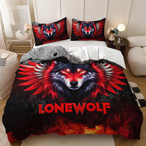 Impression numérique 3D OEM/ODM disponible ensemble de housse de <span class=keywords><strong>couette</strong></span> à motif de <span class=keywords><strong>loup</strong></span> de style nordique moderne - Product Image 3