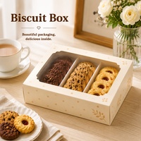 Boîtes à biscuits personnalisables en carton ivoire jetable avec fenêtre pour emballage de pâtisserie