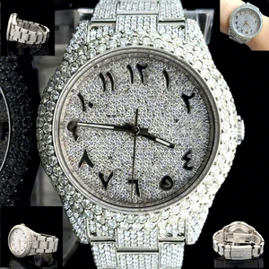 Reloj Mecánico Automático de Lujo Estilo Hip Hop con Cristales, Caja y Correa de Acero Inoxidable con Moissanita, Resistencia al Agua de 10 Bares para Hombre - Product Image 1