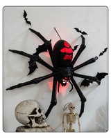 Nouvelle décoration d'Halloween : araignées noires suspendues à visage de bébé, lumineuses, sonores et à capteur, fonctionnant avec piles AAA