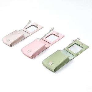 Pu Leather With Mirror Keychain Portable Cosmetic Pouch Lip Balm Case Lipstick Holder Beauty Accessory for Women - Product Image 5