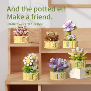 Moyu Mini Lucky Blossom Potted <b>Plant</b> Building Blocks Flower Girl DIY Realistic Model Toy for Gift or Decorative Purpose - Product Image 2