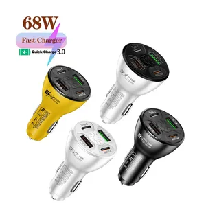 <span class=keywords><strong>Cargador</strong></span> de Coche con 4 Puertos y 20W, Adaptador de Carga Rápida USB QC 3.0 con Doble <span class=keywords><strong>Tipo</strong></span> C para iPhone, Samsung, <span class=keywords><strong>Huawei</strong></span>, Xiaomi - Product Image 1