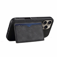 Étui de téléphone en cuir PU rétro de luxe pour iPhone 11-18, coque arrière vintage avec porte-cartes et support horizontal