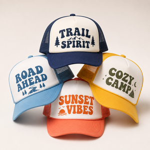 Gorra de béisbol tipo trucker de 5 paneles con logo impreso personalizado de alta calidad, gorra de malla premium con cierre a presión para adultos - Product Image 1