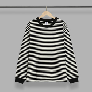 T-shirt a Maniche Lunghe Autunnale 280gsm Pesante a <span class=keywords><strong>Righe</strong></span> <span class=keywords><strong>Blu</strong></span> <span class=keywords><strong>e</strong></span> <span class=keywords><strong>Bianche</strong></span> per Coppia, Maglia Casual Larga da Uomo <span class=keywords><strong>e</strong></span> <span class=keywords><strong>Maglietta</strong></span> Base da Donna - Product Image 6