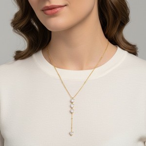 Stainless Steel <b>Necklace</b> With Diamond Heart Shape Bezel Setting Long Sweater Chain For Women Daily Wear Gift Jewelry - Product Image 2