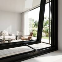 Ventana Abatible de Estilo Moderno con Manivela QS MD76, Tipo Toldo y Apertura Exterior, Lista para Instalar con Mosquitera para Exteriores