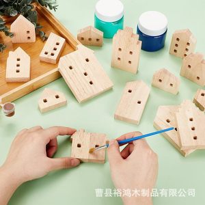 Tableau de graffiti en bois pour enfants, jouets en bois massif, blocs de construction, décorations de maison, ornements, artisanat - Product Image 2