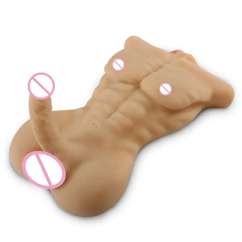 Libusex Soft Muscle Man Half Body TPR Toy Doll with Hard Dildo for Woman Masturbation