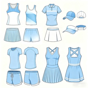 Tenue <span class=keywords><strong>de</strong></span> tennis personnalisée OEM/ODM anti-humidité, streetwear respirant, haut <span class=keywords><strong>de</strong></span> yoga sans couture à col polo, <span class=keywords><strong>short</strong></span> polyvalent color-block - Product Image 5