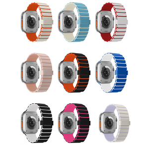 Correa de Repuesto de Silicona Magnética Suave de Doble Color con Nervaduras Horizontales OEM para Apple Watch 11 10 9 8 7 SE - Product Image 3
