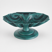 Bain d'oiseaux en résine écologique en forme de coquille de verdigris, alimenté par l'énergie solaire, résistant aux intempéries, pour oiseaux sauvages et jardin