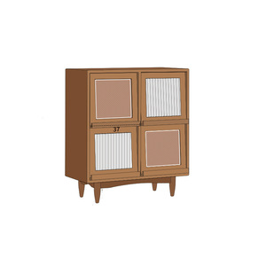 Libreria in Legno Massello e Bambù Stile Giapponese, Mobile Contenitore per Soggiorno, Mobile Laterale per Riviste, Design Moderno e Semplice - Product Image 5