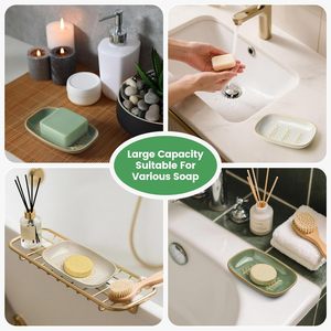 ZHIYAN Lot de 2 porte-savons en céramique pour une <span class=keywords><strong>douche</strong></span> plus propre, support décoratif pour <span class=keywords><strong>savon</strong></span> en barre carré, shampoing ou éponge, facile à nettoyer - Product Image 6