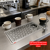 Rinse-bouteilles et rinse-tasses en acier inoxydable 304 de 575 mm avec robinet pour chariot à café, idéal pour bar à bière, pichet à expresso et nettoyage de bouteilles en verre